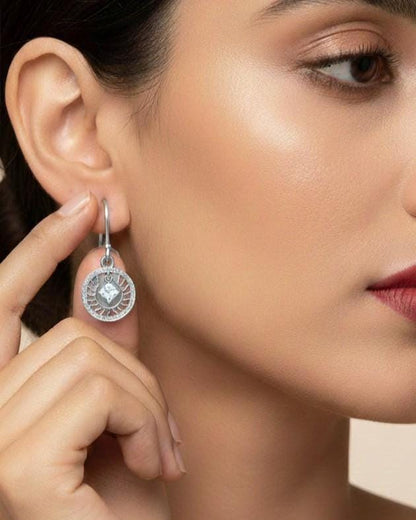 Moissanite Sunburst Drop Earrings | Hypoallergenic Dangle Earrings | Gold, Rose Gold & Silver
