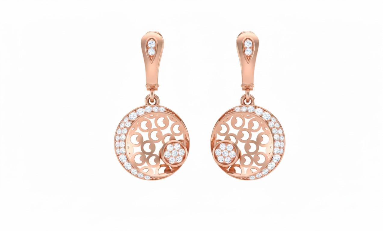 Moissanite Circle Drop Earrings in Gold Rose Gold Silver | Hypoallergenic Luxury Dangle Earring Gift for Women