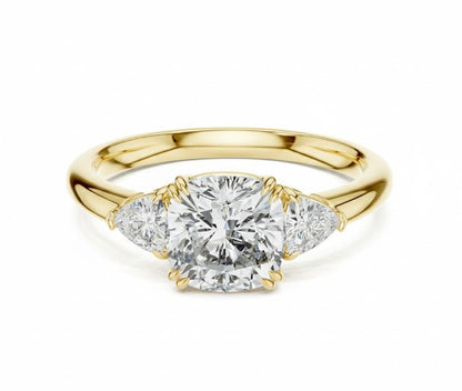 Rose gold and silver CZ engagement ring by Riora featuring a delicate design, hypoallergenic nickel-free bridal promise ring.