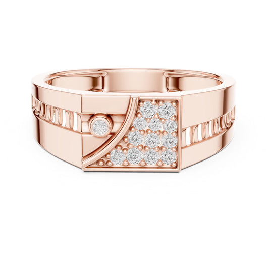 Luxury CZ statement ring for men and women by Riora, gold and silver geometric band hypoallergenic jewelry for engagement.