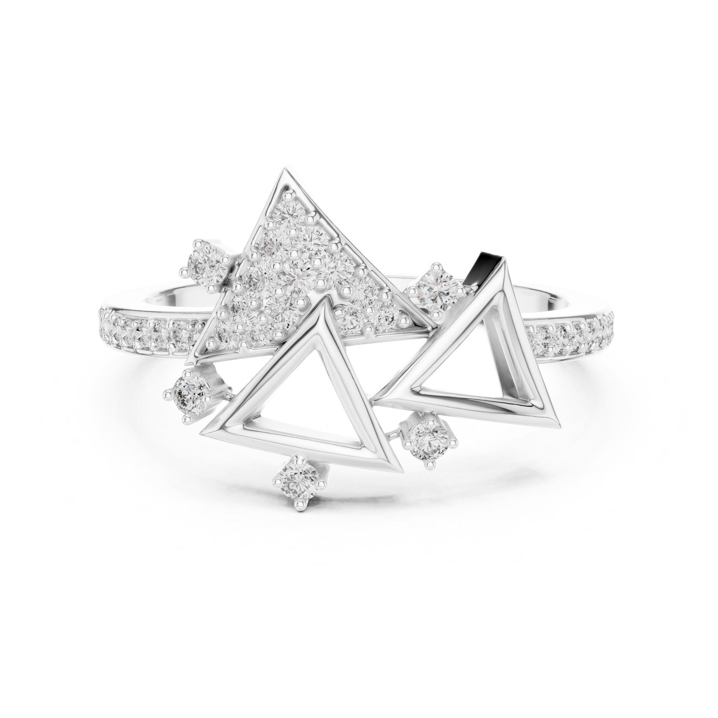 Geometric Triangle CZ Ring | Gold Silver Rose Gold Stackable Statement Ring