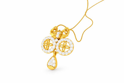 Riora moissanite floral pendant necklace in gold, rose gold, and silver with dainty, elegant design for women.
