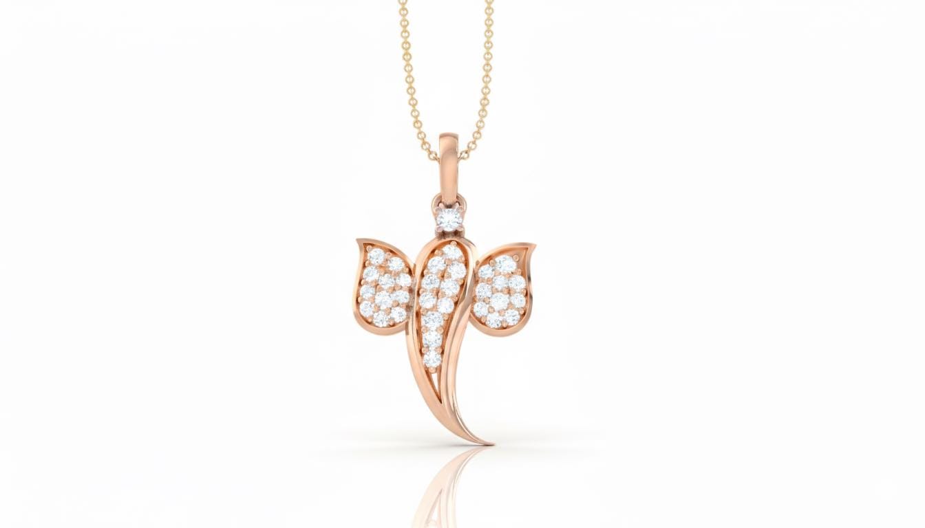 Moissanite Elephant Pendant Necklace | Hypoallergenic Lucky Charm | Gold, Rose Gold, Silver