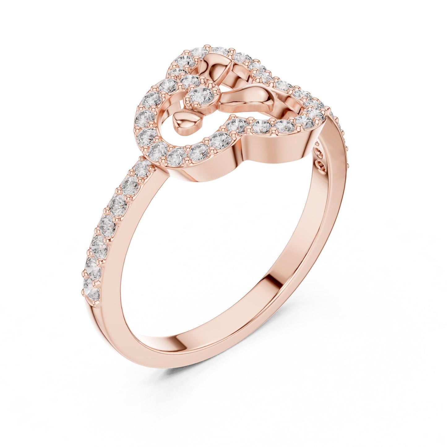 Rose gold floral moissanite diamond ring with clover design, minimalist jewelry for women by Riora