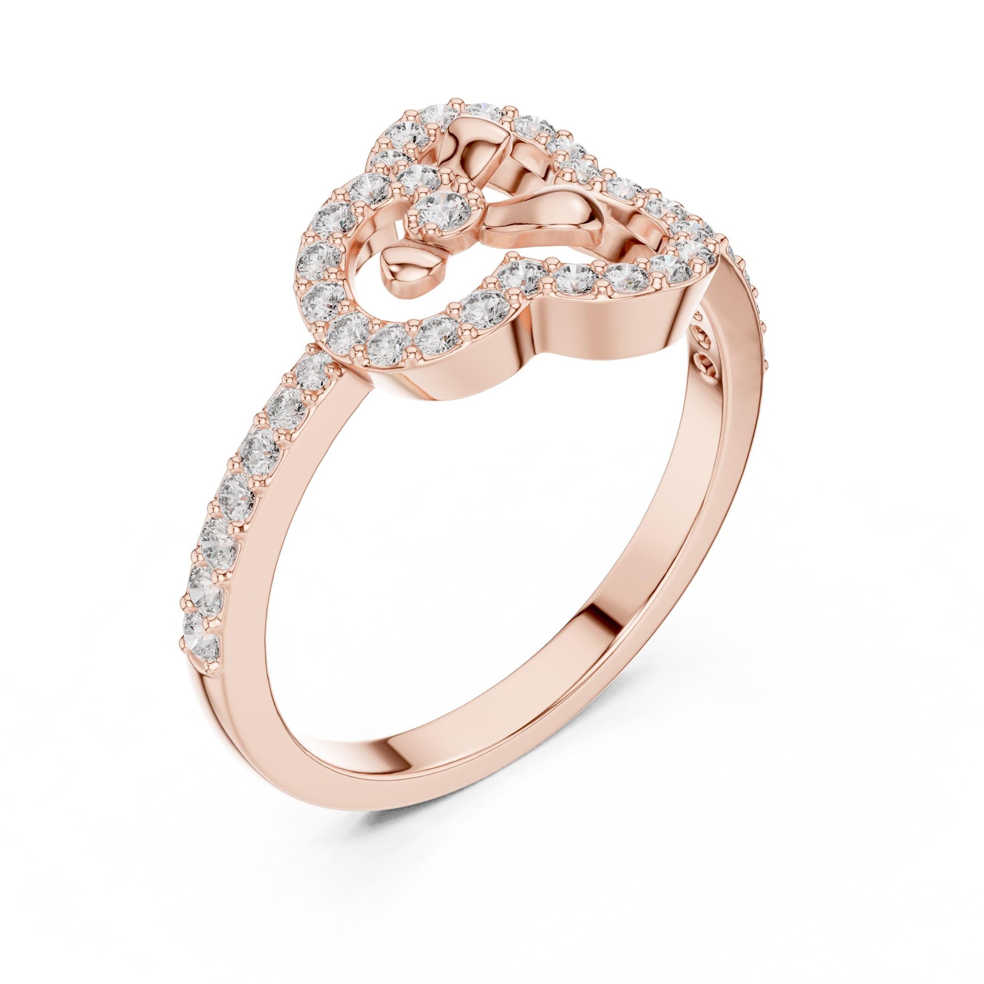 Rose gold floral moissanite diamond ring with clover design, minimalist jewelry for women by Riora