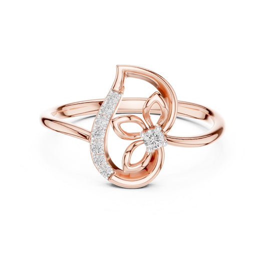 Rose gold moissanite floral butterfly engagement ring with delicate nature-inspired design, perfect for women’s jewelry and gift.