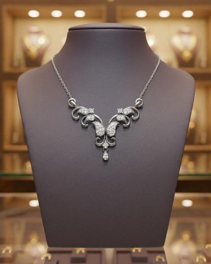 Moissanite Necklace Gold Rose Silver | Elegant Floral Drop Pendant| Hypoallergenic  Valentine Jewelry