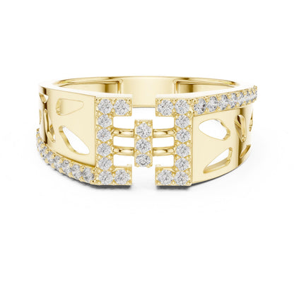 Riora luxury CZ panel ring with gold rose and silver band, hypoallergenic jewelry ideal for anniversary or Valentine gift