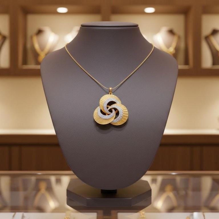 Moissanite Interlocking Circle Pendant Necklace | Gold Rose Silver | Hypoallergenic Bridal Jewelry Gift for Her
