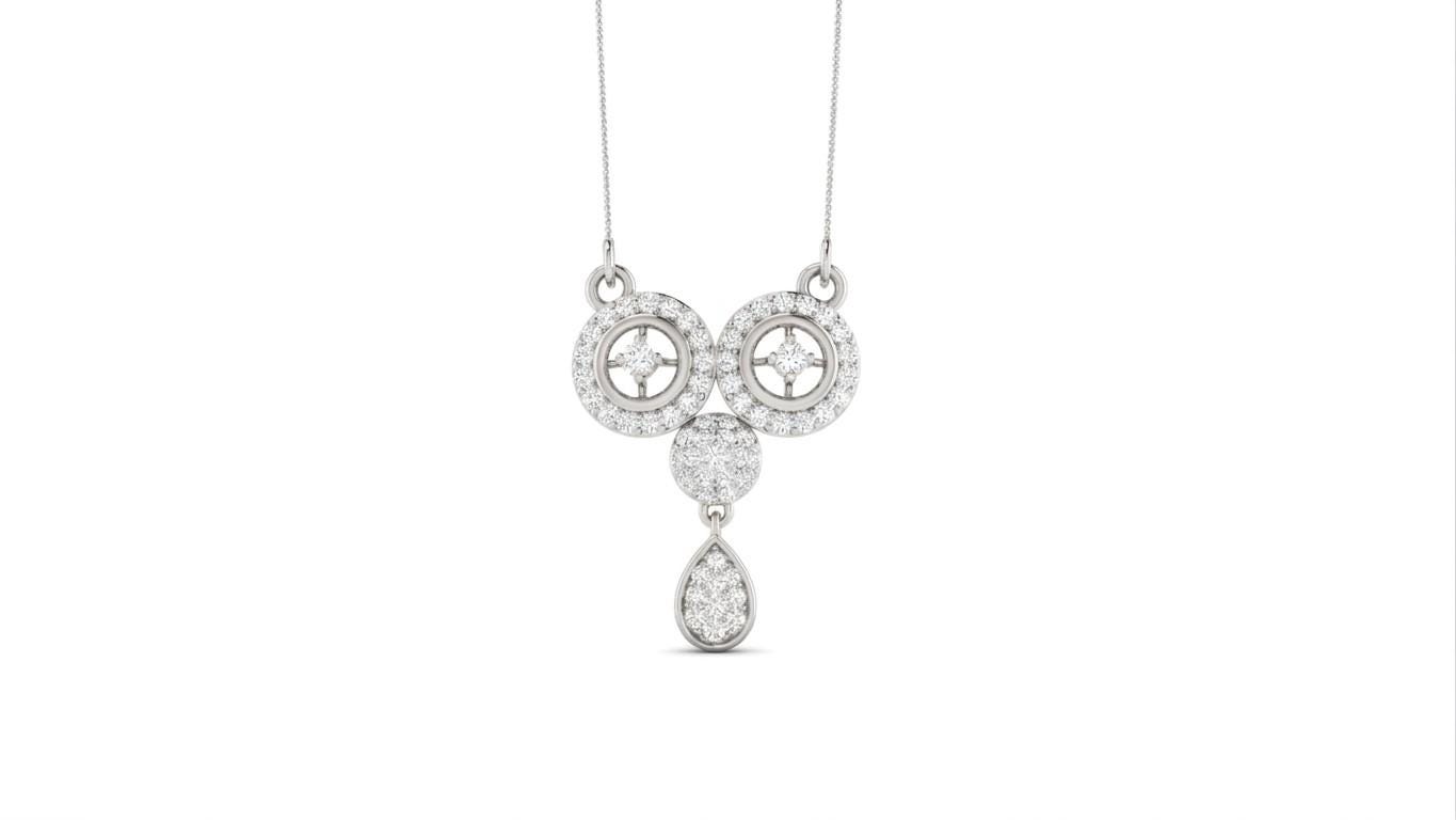 Riora moissanite circle drop necklace with gold, rose, and silver pendant, dainty minimalist bridal jewelry, wedding gift accessory
