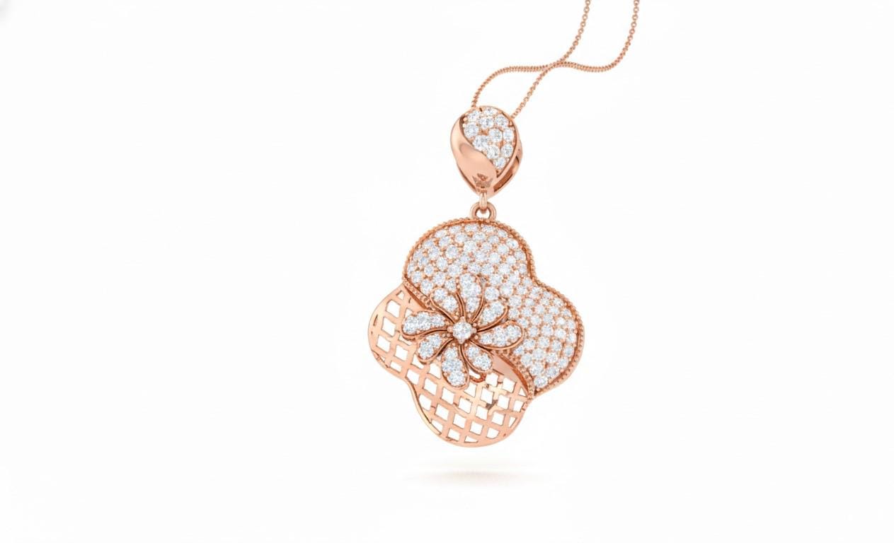 Flower Pendant Necklace – 22 Inch Adjustable Chain Moissanite
