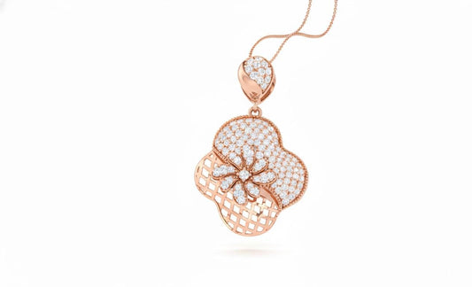 Flower Pendant Necklace – 22 Inch Adjustable Chain Moissanite