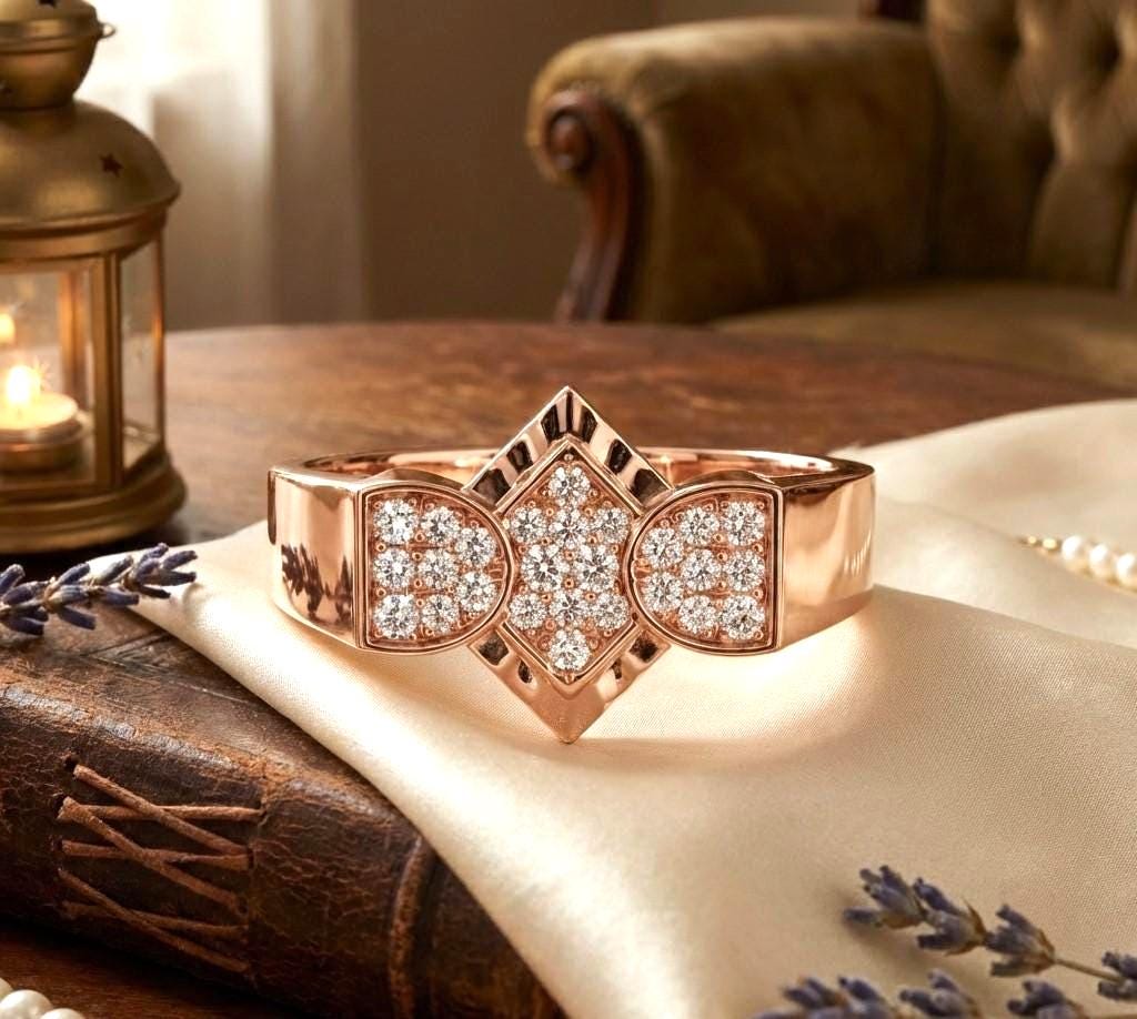Geometric CZ Statement Ring – Rose Gold, Gold & Silver Bridal Band | Regalia & Roses