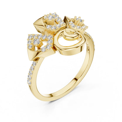 Riora Art Deco Moissanite diamond statement ring with geometric vintage style, bold cocktail band, and unique design.