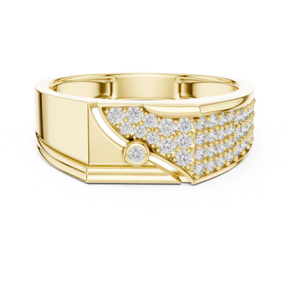 Riora luxury CZ statement ring for men and women with gold and silver band, hypoallergenic design, perfect for weddings or anniversaries.