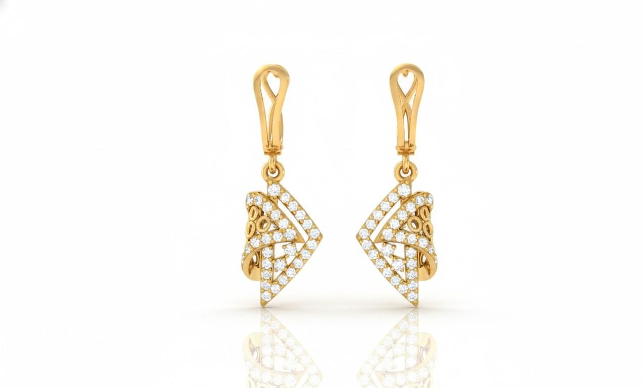 Moissanite Geometric Drop Stud Earrings | Hypoallergenic Luxury | Gold, Rose Gold, Silver