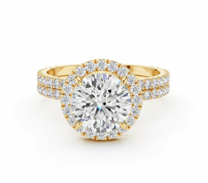 CZ Halo Engagement Ring | Gold, Rose Gold & Silver | Hypoallergenic Bridal Jewelry