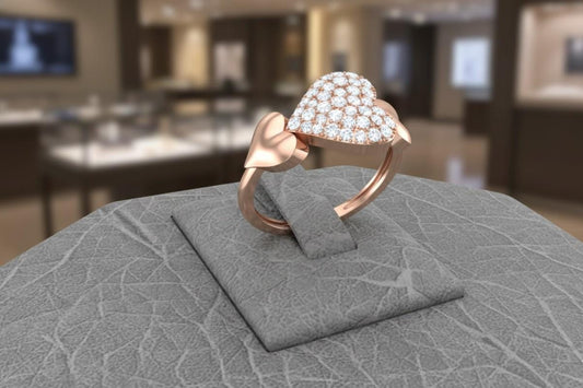Pavé Heart Moissanite Ring for Women | Gold, Rose Gold & Silver | Sizes 5–11 | Romantic Love & Promise Gift