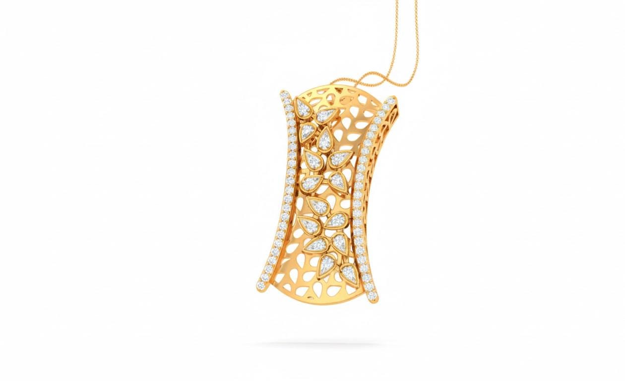 Riora Moissanite leaf pendant necklace in gold, rose, and silver with hypoallergenic chain, perfect for Valentine's gift.