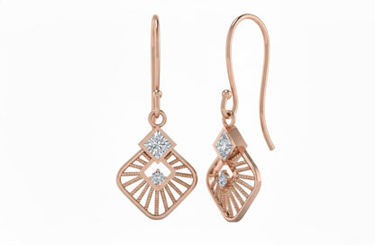 Moissanite Drop Earrings Gold Rose Silver | Diamond Look Dangle Earrings | Hypoallergenic Gift for Her Valentine Jewelry