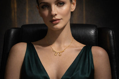 Riora moissanite floral necklace with rose gold and silver, dainty flower pendant perfect for bridal or gift occasions