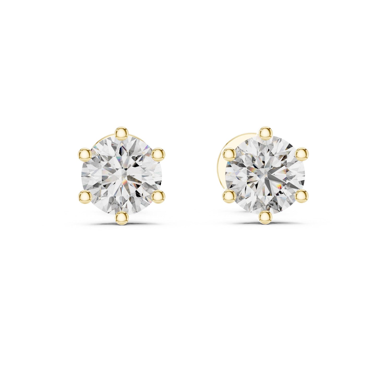 Riora moissanite diamond stud earrings in rose gold, minimalist dainty design, perfect for everyday wear or bridal jewelry.
