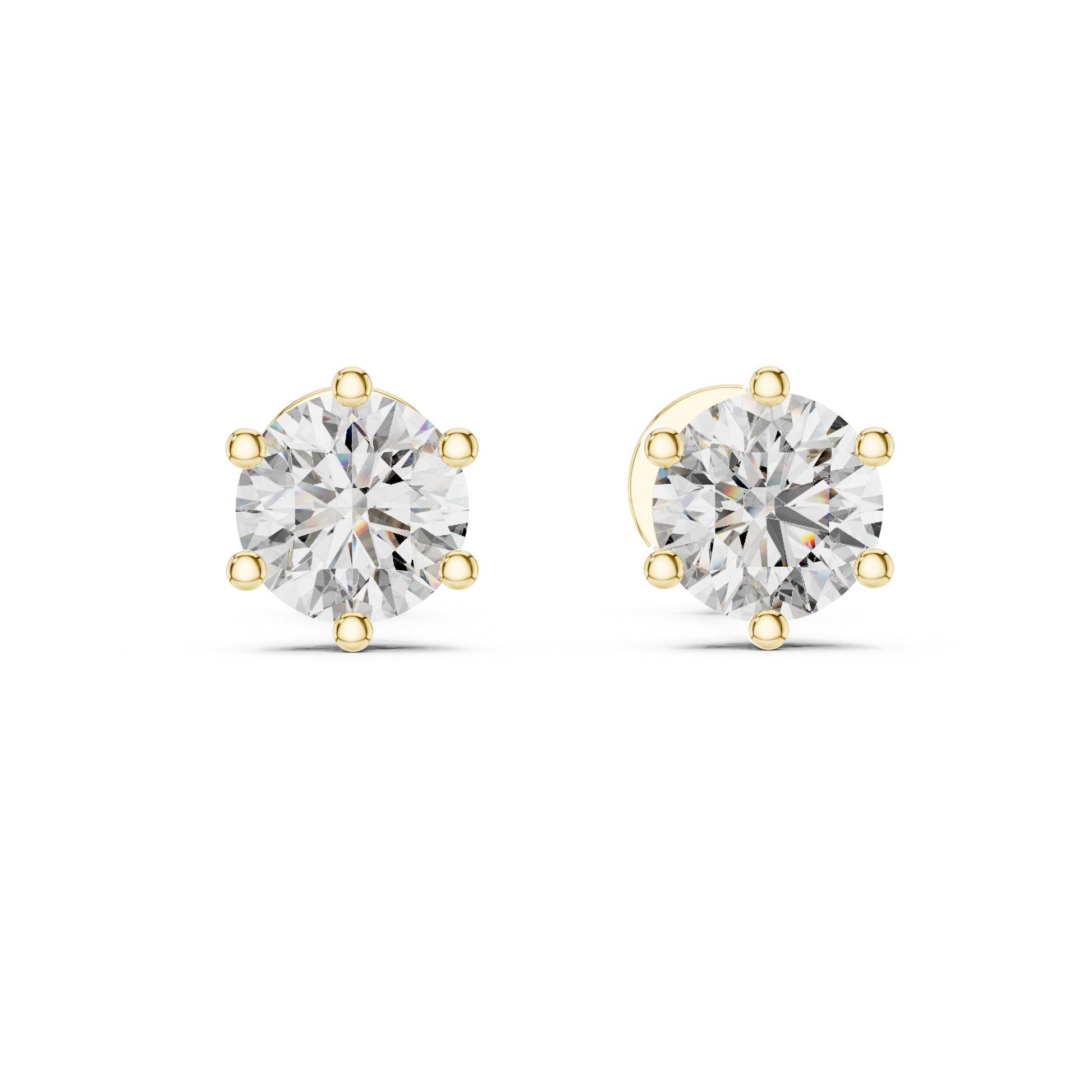 Riora moissanite diamond stud earrings in rose gold, minimalist dainty design, perfect for everyday wear or bridal jewelry.