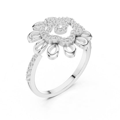 Riora floral moissanite diamond vintage-inspired engagement ring with flower design, bridal jewelry, and intricate detailing.