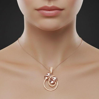 Moissanite Double Circle Pendant Necklace for Women | Gold, Rose Gold & Silver | Anniversary & Bridal Gift