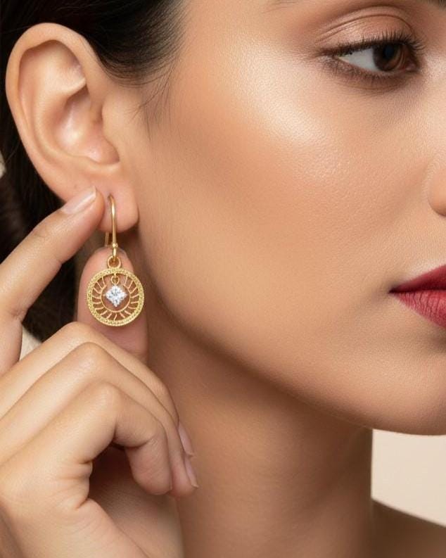 Moissanite Sunburst Drop Earrings | Hypoallergenic Dangle Earrings | Gold, Rose Gold & Silver