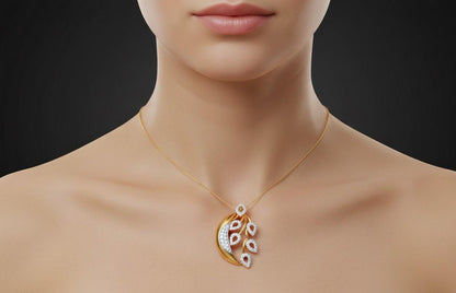 Moissanite Leaf Pendant Necklace | Rose Gold & Silver, Hypoallergenic