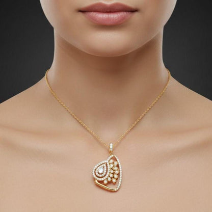 Moissanite Pendant Gold Silver Rose | Elegant Teardrop Bridal Jewelry | Anniversary Valentine Gift for Her
