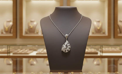 Moissanite Teardrop Pendant  Rose Gold Necklace Bridal Jewelry