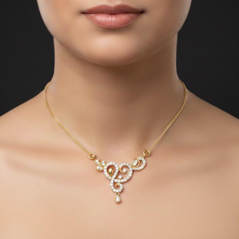 Swirl Pendant Necklace, Gold Rose Silver Jewelry, Elegant Gift for Her, Bridal Minimal Charm