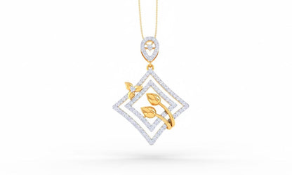 Moissanite Diamond Pendant Necklace, Gold Rose Silver Floral Geometric Charm  Chain Gift for Her
