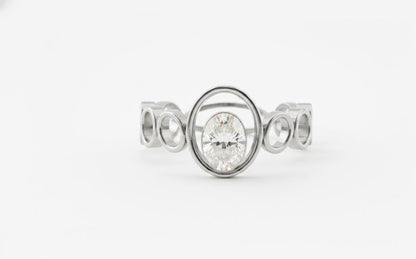 Oval Moissanite Circle Ring | Hypoallergenic Statement Ring | Luxury Gift for Her