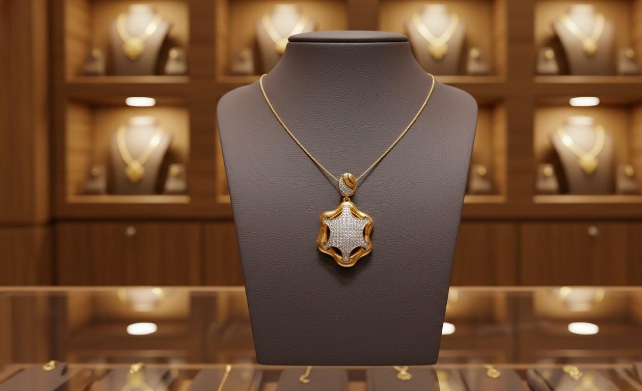 Moissanite Necklace, Rose Gold Silver Chain, Star Pendent