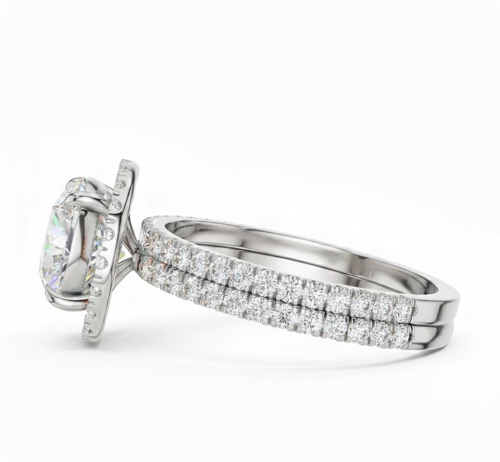 CZ Halo Engagement Ring | Gold, Rose Gold & Silver | Hypoallergenic Bridal Jewelry