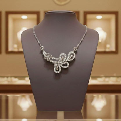 Moissanite Floral Pendant Necklace | Gold Rose Silver Jewelry  Gift for Her Valentine Love
