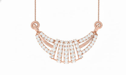 Moissanite Fan Pendant Necklace | Gold, Rose Gold & Silver | Elegant Bridal & Gift Jewelry