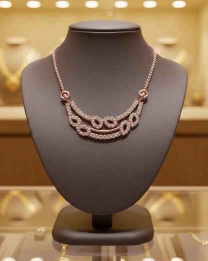 Dainty layered gold moissanite diamond necklace with minimalist double chain, suitable for everyday wear or gifting.