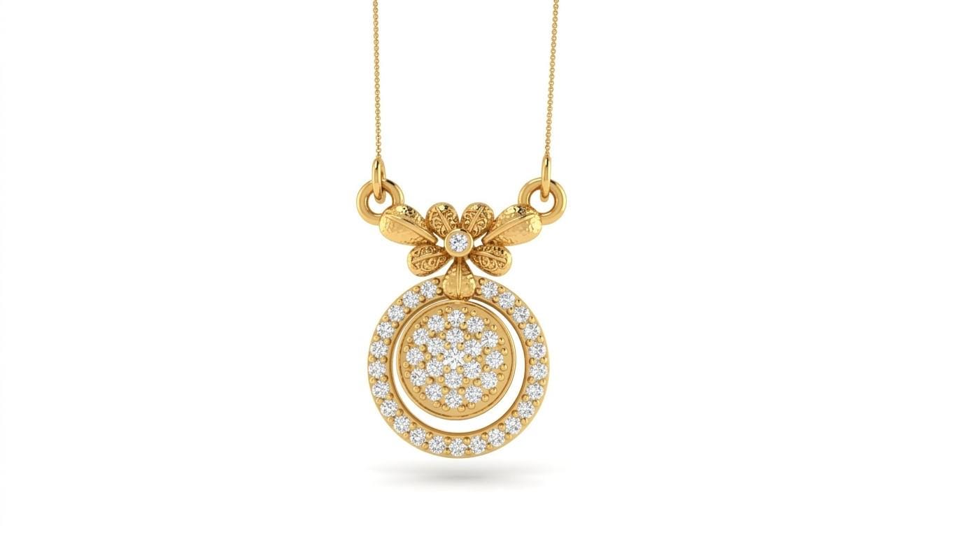 Riora rose gold moissanite floral halo pendant necklace with adjustable chain, elegant bridal jewelry statement piece