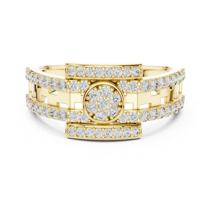 Riora luxury CZ halo band ring in rose silver with sparkling stones, hypoallergenic statement wedding and anniversary jewelry