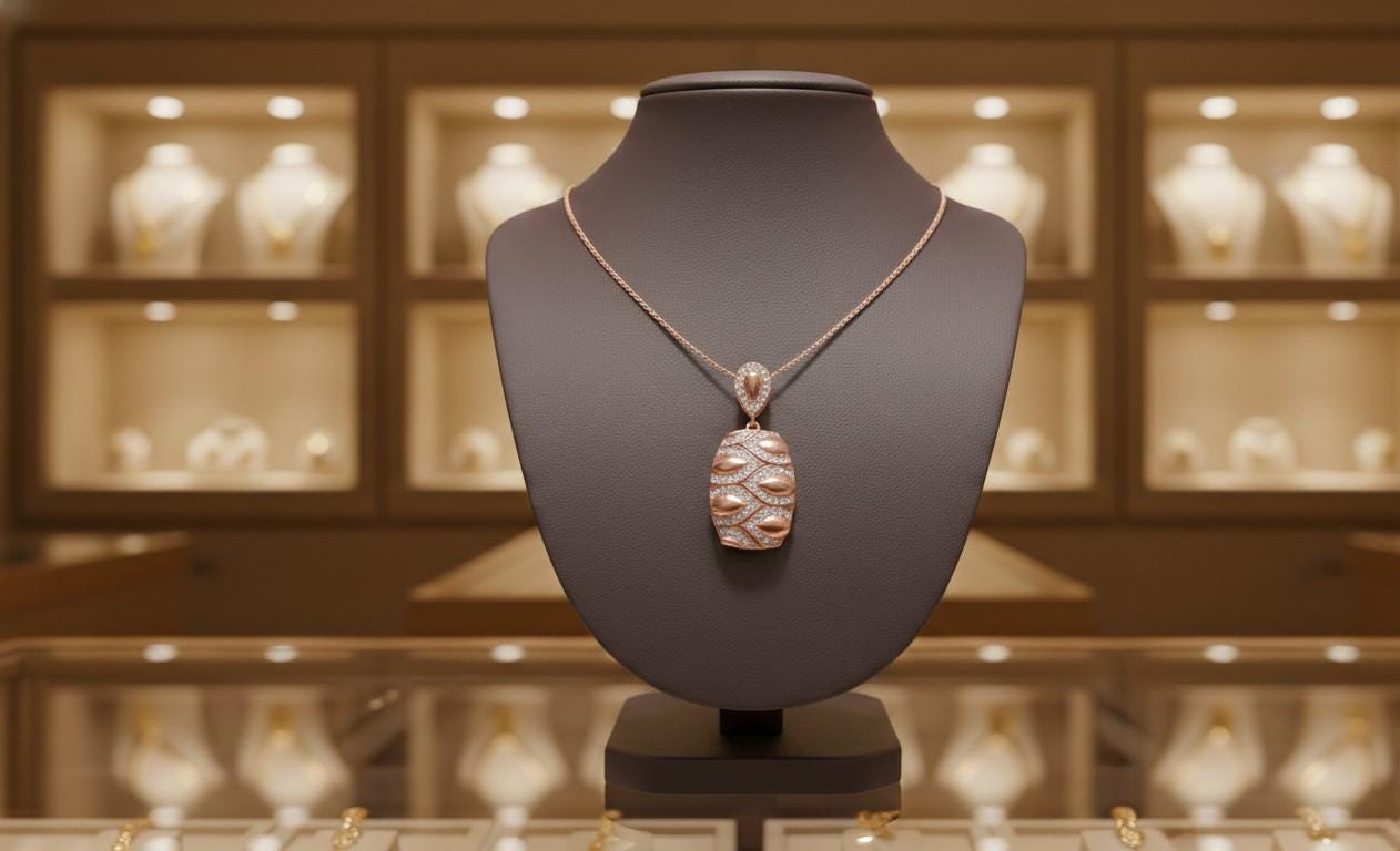 Leaf Pendant Necklace, Non-Allergenic Gold Jewelry, Adjustable Chain Moissanite