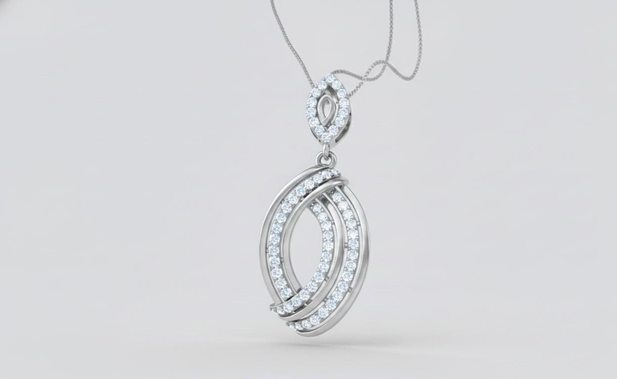 Moissanite Oval Pendant Necklace | Rose Gold, Adjustable Chain