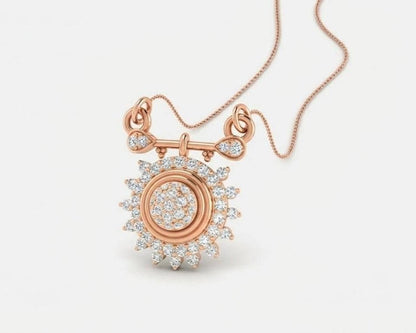 Riora Moissanite Sunburst Necklace in gold, rose, and silver with minimalist sunburst pendant, perfect bridal gift or elegant jewelry