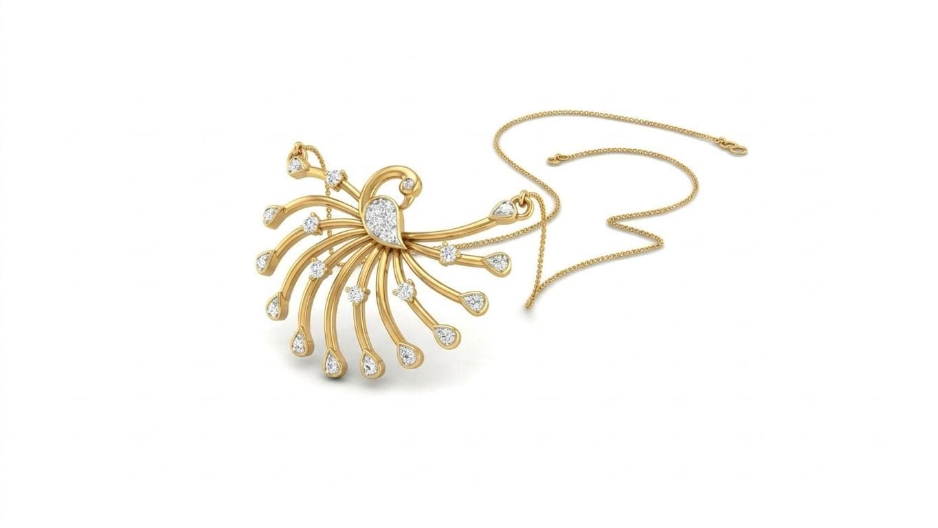 Riora Moissanite Peacock Necklace in rose gold with intricate peacock pendant, perfect for bridal or elegant wedding jewelry.