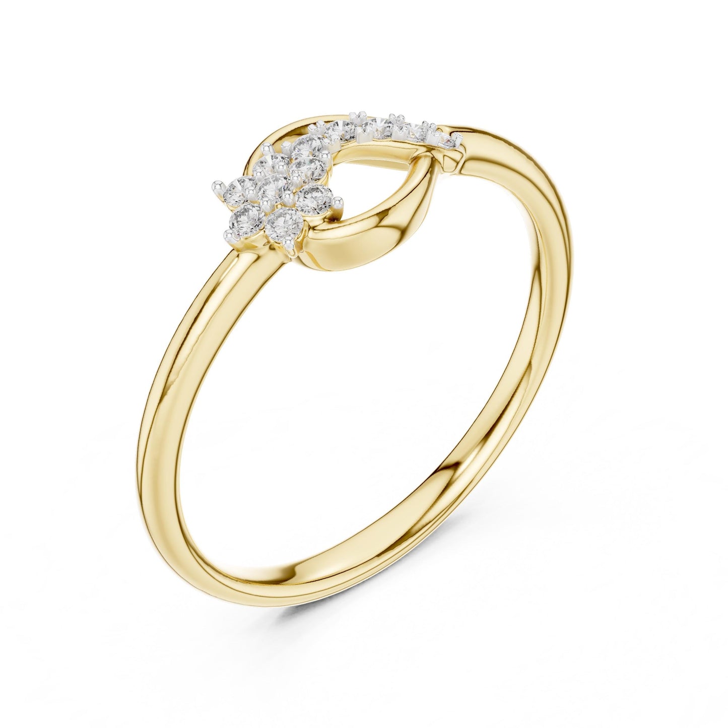 Riora Moissanite flower infinity ring with floral design in rose gold, delicate bridal wedding jewelry, romantic promise band