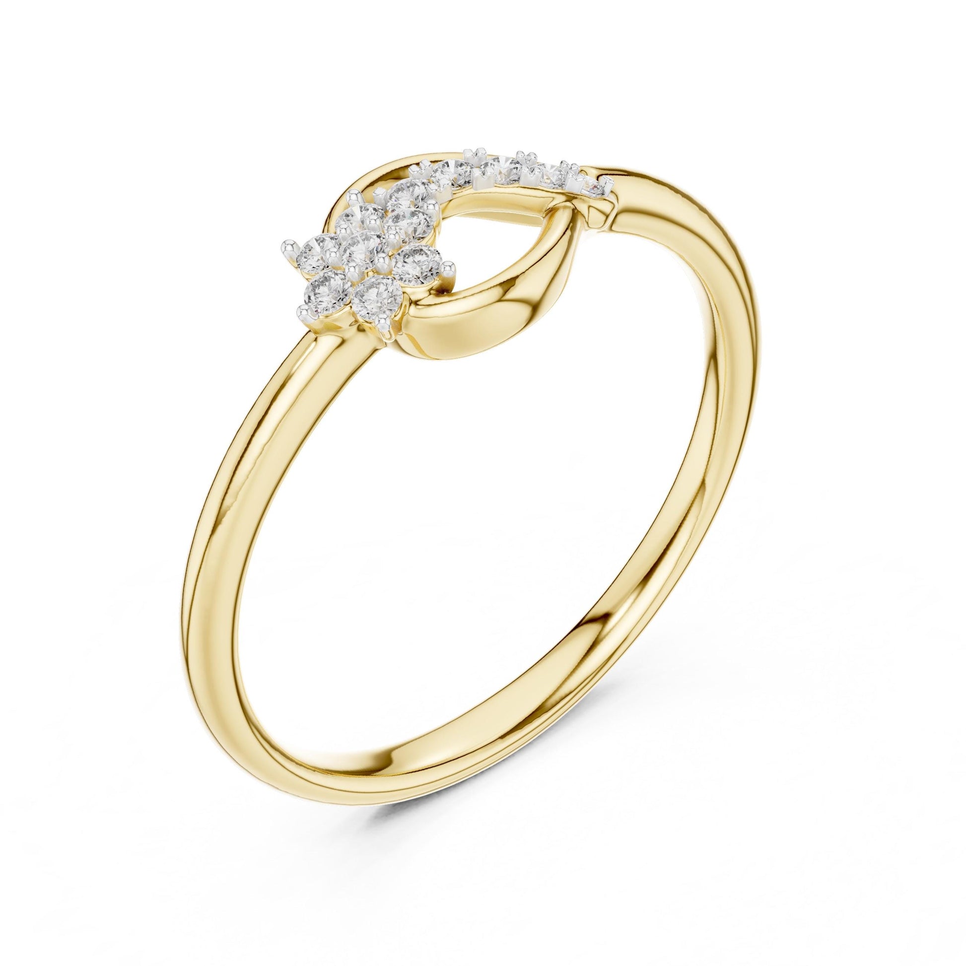 Riora Moissanite flower infinity ring with floral design in rose gold, delicate bridal wedding jewelry, romantic promise band