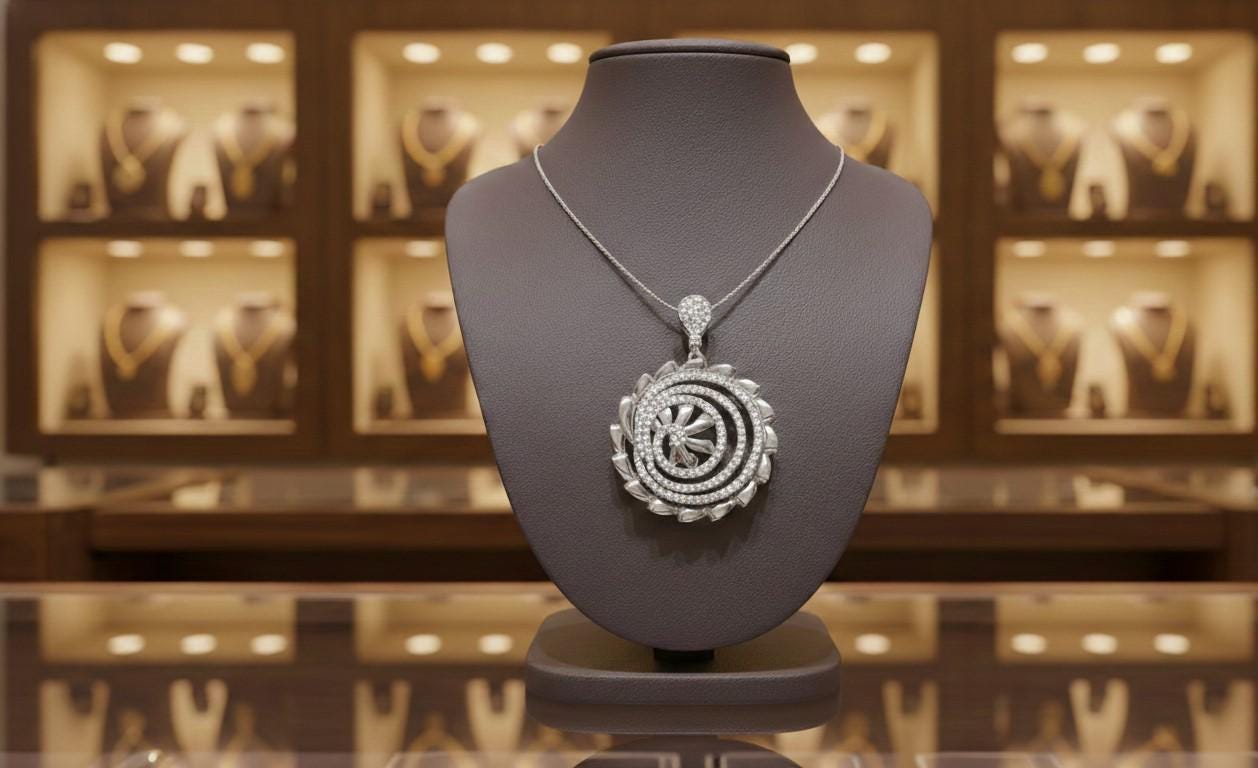 Moissanite Spiral Pendant Necklace, Gold Rose Gold Silver, Hypoallergenic Statement  Gift for Her Valentine